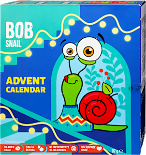 Adventi kalendárium gyümölcs édességekkel Bob Snail