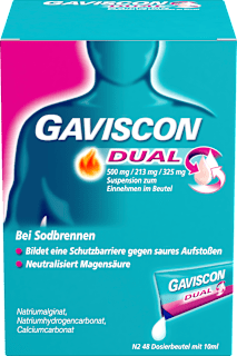 Gaviscon Dual 500 mg / 213 mg / 325 mg Suspension zum Einnehmen, 48 Dosierbeutel mit 10ml GAVISCON