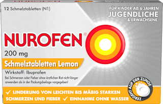 Nurofen, Wirkstoff: Ibuprofen 200 mg, Schmelztabletten Lemon  NUROFEN