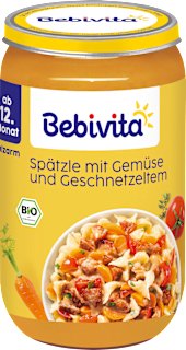 Menü Spätzle mit Gemüse und Geschnetzeltem ab dem 12. Monat Bebivita