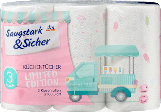 kuchyňské role 3vrstvé 3x100, 300 útrž. Saugstark&Sicher