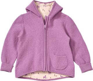 Jacke aus Merinowolle mit Mitwachsfunktion & Reh-Muster, lila, Gr. 62/68 ALANA