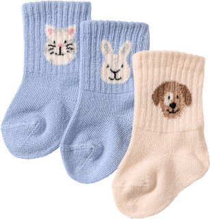 Erstlingssocken mit Tier-Motiven & Ripp-Struktur, blau + weiß, Gr. 13/14 ALANA