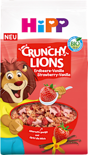 Kindermüsli Crunchy Lions Erdbeere-Vanille, ab 3 Jahren HiPP