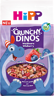 Kindermüsli Crunchy Dinos Waldbeere, ab 3 Jahren HiPP