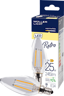 LED Retro Kerze 25W E14 245lm Müller Licht