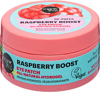 Természetes hidrogél szemmaszk Raspberry Boost erdei málnával és hialuronsavval organic shop