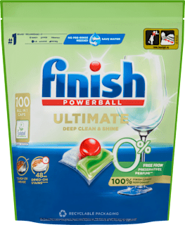 Tablety do umývačky riadu Powerball Ultimate 0% Deep Clean & Shine Finish