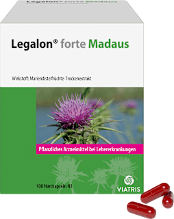 Legalon forte Madaus Hartkapseln Wirkstoff: Mariendistelfrüchte-Trockenextrakt Legalon forte Madaus
