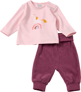 Set mit Langarmshirt mit Einhorn-Motiv & Hose mit Mitwachsfunktion, rosa + lila, Gr. 68 ALANA