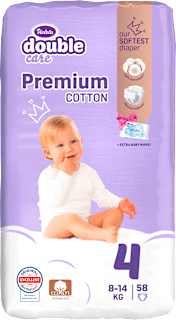 double care Cotton Premium pelene vel. 4, (8 - 14 kg) + vlažne maramice 20 kom. Violeta