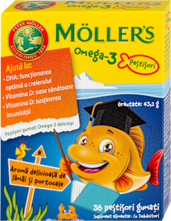 Omega3+vitamin D dodatak ishrani za decu - gumene bombone ukus narandže MÖLLER'S