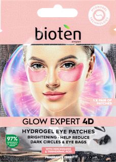 GLOW EXPERT 4D HYDROGEL maska za područje ispod očiju, 1 par bioten