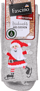 ABS Socken XMAS mit Weihnachtsmann-Motiv grau Gr. 35-38 Fascino
