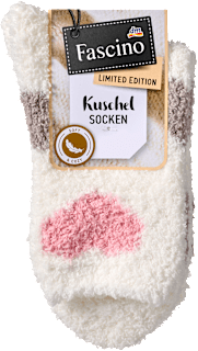 Kuschelsocken mit Herz-Muster weiß & rosa Gr. 35-38 Fascino