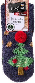 Kuschelsocken XMAS mit Tannenbaum-Motiv blau Gr. 35-38 Fascino