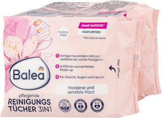 Negovalni čistilni robčki 3 v 1 z mandljevim oljem (2x25 kos) Balea