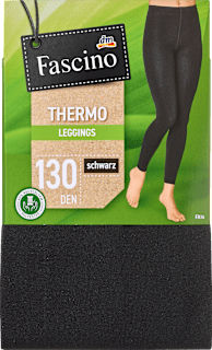 Leggings Thermo mit recyceltem Polyester schwarz Gr. 50/52, 130 DEN Fascino