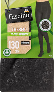 Strumpfhose Thermo mit Leo-Muster & recyceltem Polyester schwarz Gr. 46/48, 130 DEN Fascino