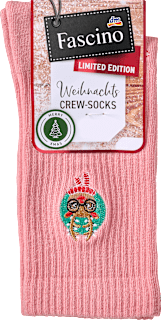 Crew Socken XMAS mit Rentier-Motiv rosa Gr. 35-38 Fascino