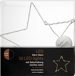 LED Metallstern warmweiß, weiß, (30 cm) Dekorieren & Einrichten