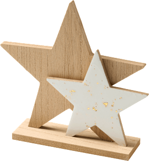 Holzaufsteller, Sterne, natur-weiß-gold BOLTZE