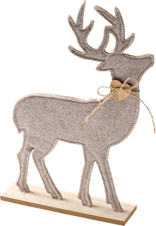 Filzaufsteller, Hirsch mit Holzherz, beige BOLTZE
