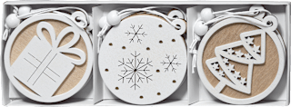 Holzscheiben mit Weihnachtsmotiv, natur-weiß BOLTZE