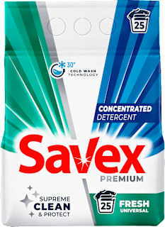 Прахообразен перилен препарат за цветни и бели тъкани Fresh 2in1, 20 пранета Savex