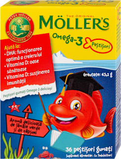 Omega3+vitamin D dodatak ishrani za decu - gumene bombone ukus jagoda, sadrži zaslađivače MÖLLER'S