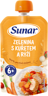 Príkrm zelenina s kuraťom a ryžou 6m+ Sunar