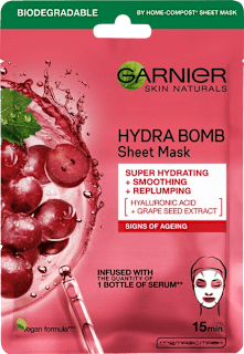 Mască șervețel pentru față cu semințe de struguri și acid hialuronic GARNIER SKIN NATURALS