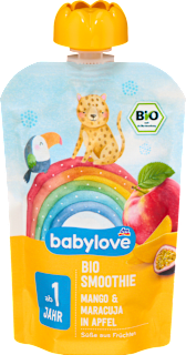 Bio gyümölcspüré mangó és maracuja almában, 1 éves kortól babylove