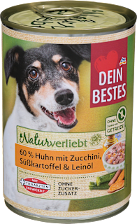 Hrană umedă pentru câini cu cartofi dulci și dovlecei Dein Bestes