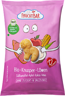 Kindersnack Knusper-Löwen Süßkartoffel Apfel Kokos Mais ab 1 Jahr FruchtBar