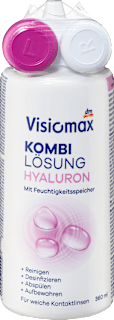 Kombinált oldat hialuronnal, lágy kontaktlencsékhez, kontaktlencse-tároló tokkal Visiomax