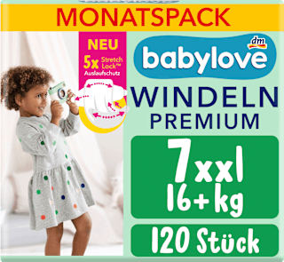 Windeln Premium Gr. 7 XXL (16+ kg) Monatspack babylove