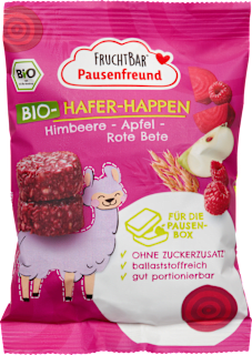 Kindersnack Pausenfreund Hafer-Happen, Himbeere, Apfel & Rote Bete ab 3 Jahren FRUCHTBAR Pausenfreund