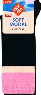 Socken mit Ripp-Optik & Modal, schwarz + rosa Gr. 39-42 nur die