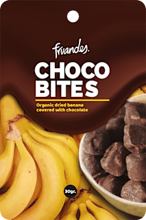 Banane deshidratate învelite în ciocolată fruandes