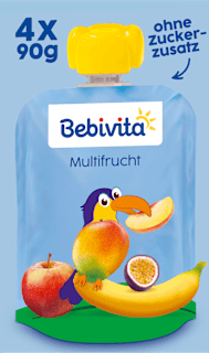 Quetschie Kinderspass Multifrucht ab 1 Jahr (4x90 g) Bebivita