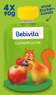 Quetschie Bärenstark Gartenfrüchte ab 1 Jahr (4x90 g) Bebivita