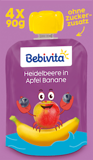 Quetschie Heidelbeere in Apfel Banane ab 1 Jahr (4x90 g) Bebivita