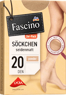 Sokne svilenkasto mat 20 DEN, veličina 35-38, boja pudera, 2 para Fascino