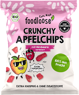 Kindersnack Apfelchips Crunchy mit Himbeere foodloose