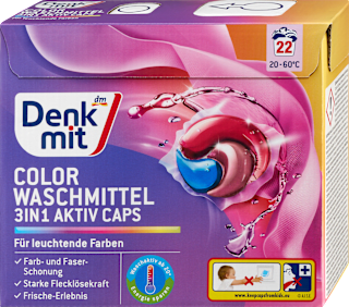Mosókapszula 3in1, színes textíliákhoz, 22 mosás Denkmit