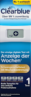 Schwangerschaftstest mit digitaler Anzeige der Woche Clearblue