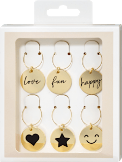 Glasmarkierer-Set aus Metall, gold (2,5x0,2 cm), 6 St