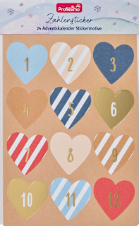 Zahlensticker Herzen für DIY-Adventskalender Profissimo