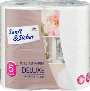 Toilettenpapier Deluxe 5-lagig (4x130 Blatt) Sanft&Sicher